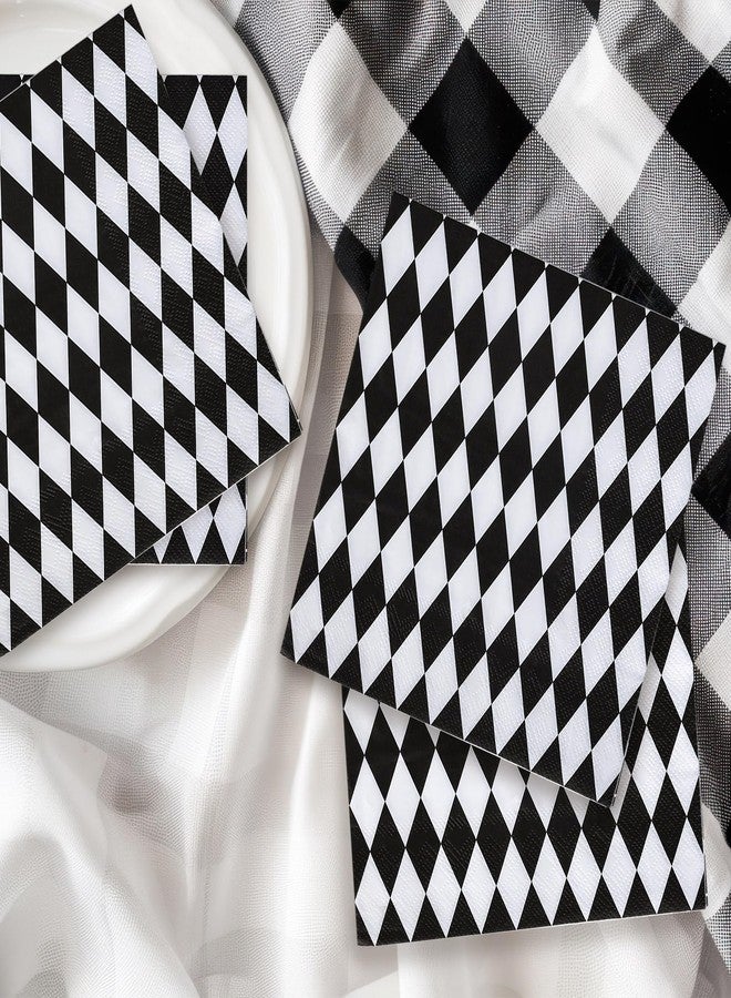 Whaline 80Pcs Black White Plaid Paper Napkin Disposable Party Napkin Dessert Dinner Hand Napkin For Holiday Birthday Party Supplies - Image 5